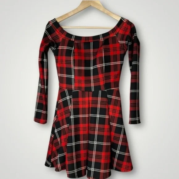 red plaid skater dress Red and Black Plaid Skater Dress (up to 3X)